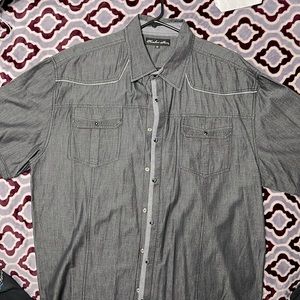 3X short sleeve casual denim shirt